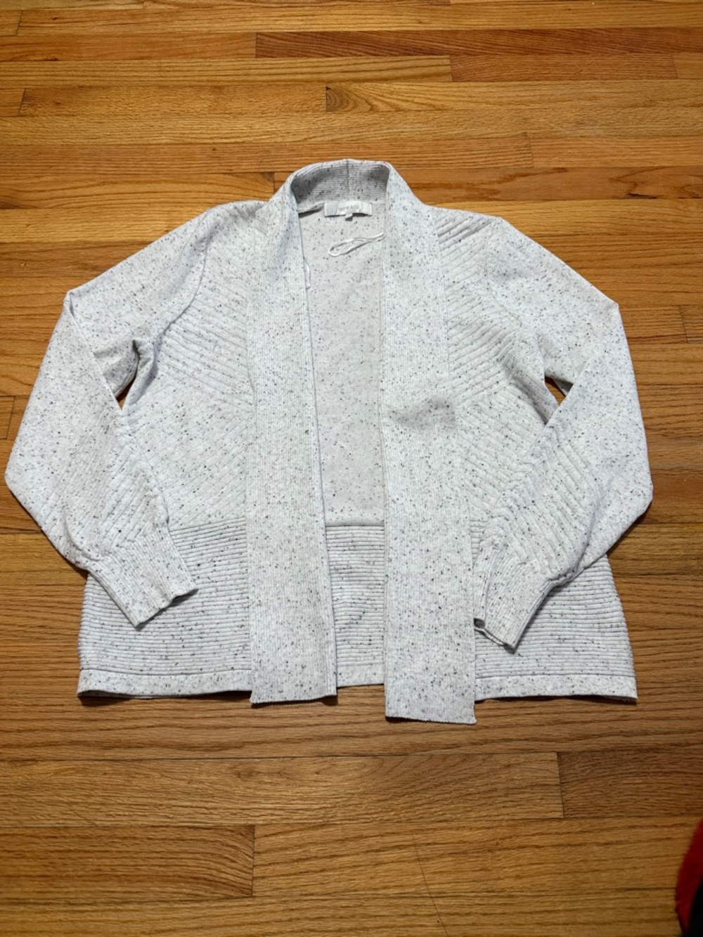 Verve Ami Speckled Cream Open-Front Knit Cardigan
